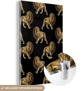 MuchoWow® Peinture sur verre 40x60 cm - Peinture sur verre acrylique - Motifs - Lion - Or - Zwart - Photo sur verre - Peintures