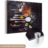 MuchoWow® Peinture sur verre 180x120 cm - Peinture sur verre acrylique - Herbes - Cuillères - Épices - Industriel - Photo sur verre - Peintures