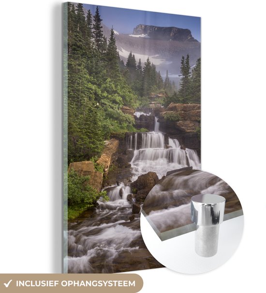 MuchoWow® Glasschilderij 120x180 cm - Schilderij acrylglas - Lunch Creek watervallen Amerika - Foto op glas - Schilderijen