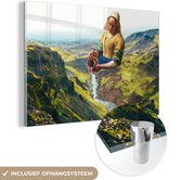 MuchoWow® Glasschilderij 60x40 cm - Schilderij acrylglas - Melkmeisje - Water - Vermeer - Foto op glas - Schilderijen