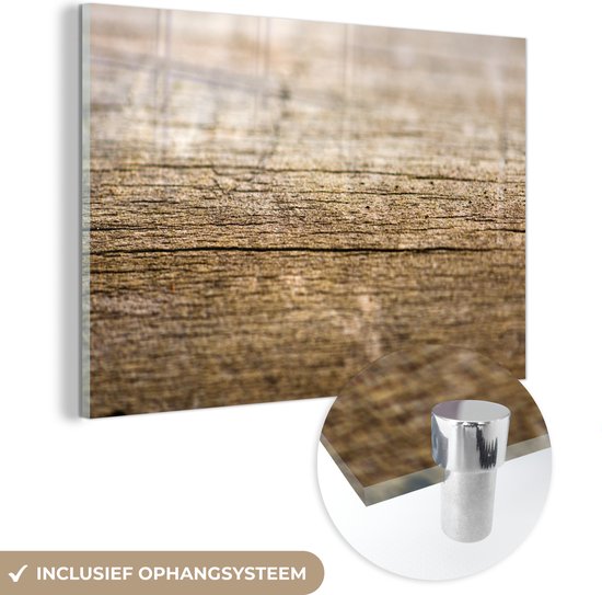 MuchoWow® Peinture sur verre 120x80 cm - Peinture sur verre acrylique - Structure d'une planche de bois - Photo sur verre - Peintures