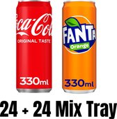 24x Coca Cola Blikjes 33cl + 24x Fanta Blikjes 33xl MIX-Tray Totaal 48 blikjes Frisdank Voordeel Pak