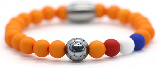 Bracelet Garçons football orange 6mm acier inoxydable - Ibizaamen KIDS