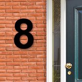 Huisnummer Acryl zwart, cijfer 8, Hoogte 16cm - Huisnummers - Huisnummer zwart - Huisnummer modern - Gratis verzending!