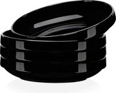 4-Delige - Premium Diepe Borden Set – Porseleinen Diepbord Servies - Ideaal voor Pasta, Salade en Soep – Ruime Capaciteit van 1250 ml, Stapelbaar Ontwerp - Elegante Afwerking – Geschikt voor Vaatwasser en Magnetron - Duurzaam / Practisch - Zwart