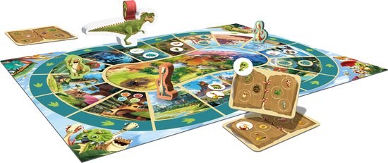 Speelbord van het spel Gigantosaurus: The Adventure Game met speelfiguren.
