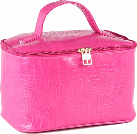 Nouka Trousse de toilette femme rose - Motif crocodile - Trousse de Beauty - Trousse de maquillage - Porte monnaie - Trousse de Toilettes - Cuir PU - Grand contenu - Cadeau pour femme - Cadeau pour Filles