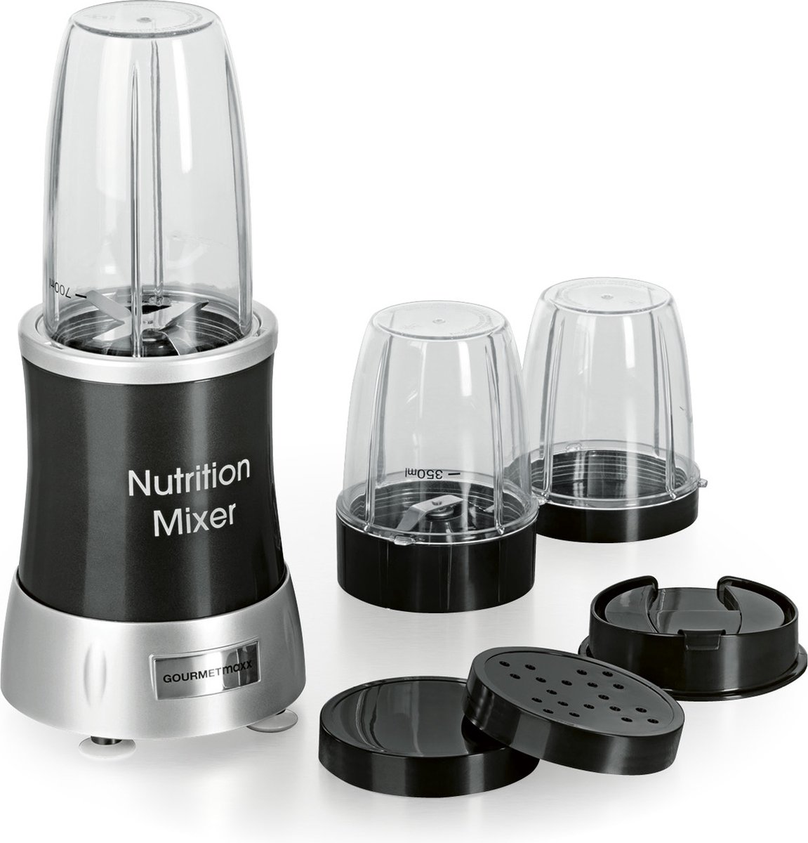GOURMETmaxx Voedingsmixer Deluxe 11-delig - roestvrij staal/zwart
