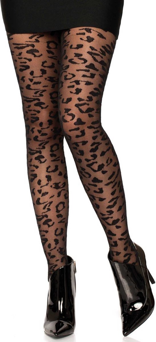 Sheer leopard pantyhose