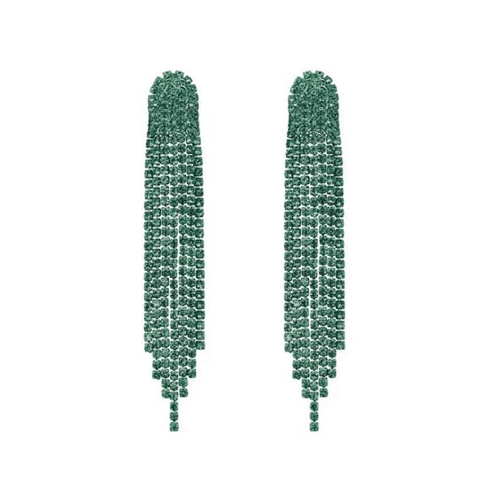 Boucles d'oreilles pendantes d'oreilles strass - Vert | 9x1,5 cm | Bijoux/Zircon cubique | Mode Favorite