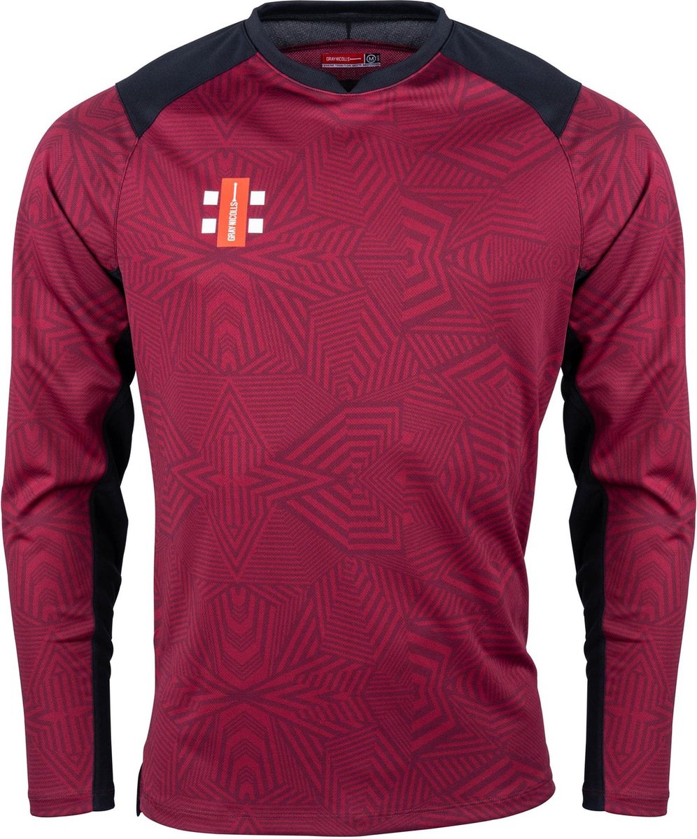 Gray-Nicolls Cricket SHIRT PRO T20 L/S MR/BK 7-8 7 - 8 Yrs - Maroon / Zwart