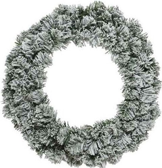 Groen/witte kerstkrans 50 cm Imperial met kunstsneeuw - Kerstkransen kerstversieringen/kerstdecoraties