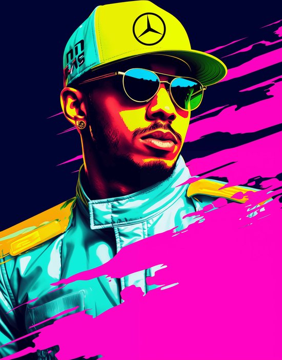 Lewis Hamilton Poster | F1 | Mercedes | Pop Art | 51x71cm | Décoration murale | Affiche murale | Convient pour l'encadrement