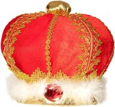 hoed koning, kroon, kroon, ceremonie, rood, fluweel, zacht, goud, edelstenen, carnaval, Halloween, themafeest, verkleding, theater, accessoire