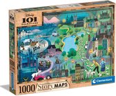 Clementoni - Puzzel 1000 Stukjes Disney Maps 101 Dalmatians, Puzzel Voor Volwassenen en Kinderen, 14-99 jaar, 39665