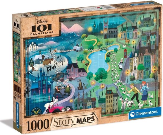 Clementoni - Puzzel 1000 Stukjes - Disney Maps 101 Dalmatiërs - Puzzel Voor Volwassenen en Kinderen - 14-99 jaar - 39665