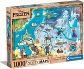 Clementoni - Puzzel 1000 Stukjes - Disney Maps Frozen - Puzzel Voor Volwassenen en Kinderen - 14-99 jaar
