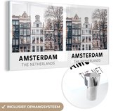 MuchoWow® Glasschilderij 40x20 cm - Schilderij acrylglas - Amsterdam - Nederland - Huizen - Foto op glas - Schilderijen