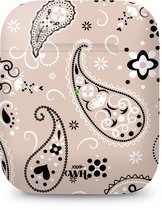 xoxo Wildhearts hoesje geschikt voor Airpods 1/2 - Paisley Dawn Nude - Ook als telefoonhoesje verkrijgbaar - schokbestendige case geschikt voor Airpod 1 en 2 - koptelefoon case - Hartjes patroon case bloemen - beige / crème