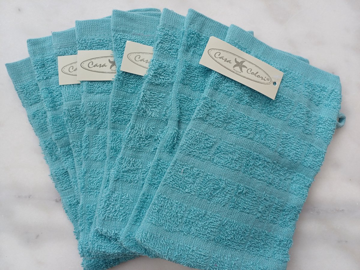 Set van 8 washandjes Lichtblauw 15x21cm