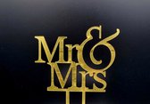 MR & MRS- Taart Topper - Bruiloft - Acryl - Goud