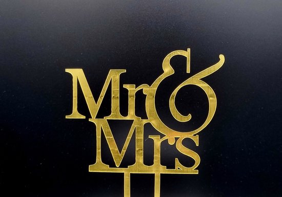 MR & MRS- Taart Topper - Bruiloft - Acryl - Goud