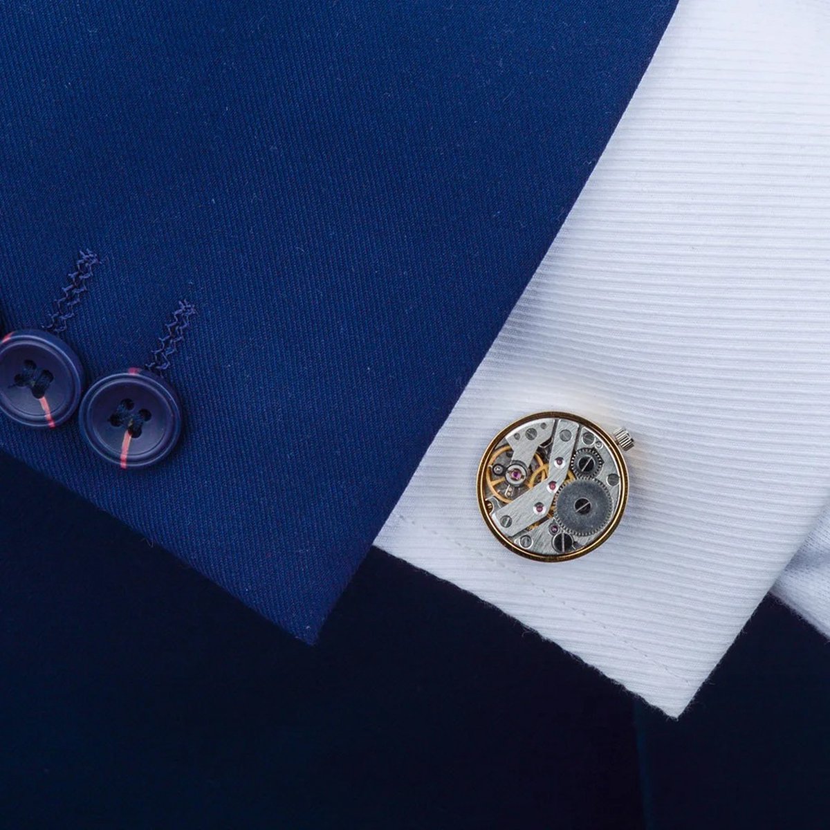Boutons De Manchette Vintage EMKA Suisse - Avec Montre Mécanique Fonctionnelle (Occasion)
