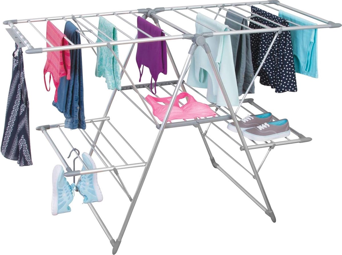 Goedkoopste wasdroogrek met grote capaciteit opgewaardeerde versie, droogrek kleding, waslijn roestvrij staal, vouwen binnen en buiten