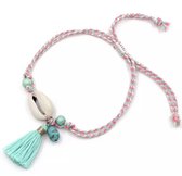 Jomide Enkelbandje Bohemian Shell - 3 - Roze/Blauw