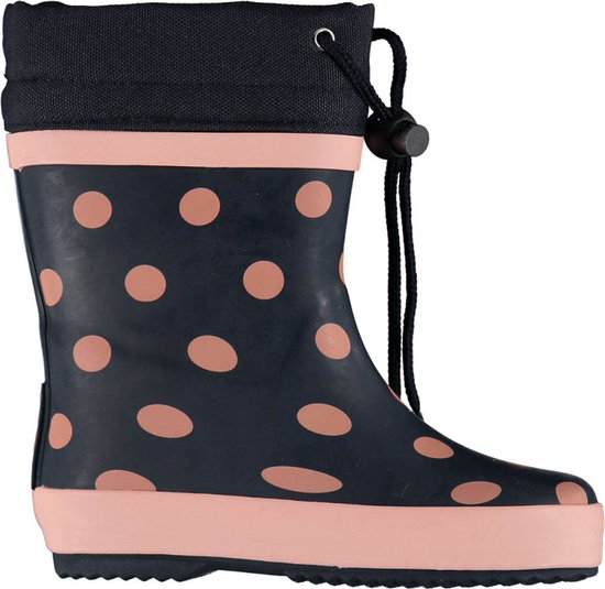Dames regenlaarzen | merk XQ Footwear | met vetersluiting | kleur zwart met roze stippen