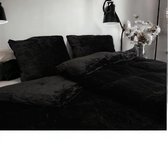 Zachtbeddengoed.nl - Velvet - Dekbedovertrek - Zwart - 1 persoons - 140x200 cm - 140x220 cm - 1 Kussensloop - Fluffy Dekbedovertrek - Zacht - Teddy Dekbedovertrek - Luxe Beddengoed met Velvet aan Beiden Zijden