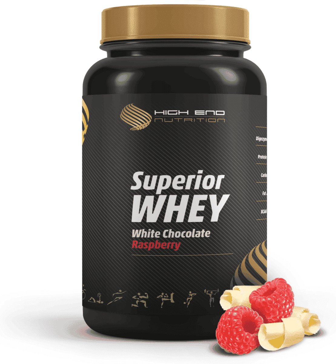 High End Nutrition Superior Whey 2kg | Framboos witte chocolade | Eiwit | Proteïne | Supplement | komt voor in spieren, belangrijk bij algehele gezondheid, gezonder eten evenwichtige voeding, ondersteuning Lichaam functies, Immuunsysteem | Nutriworld