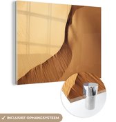 MuchoWow® Glasschilderij 160x120 cm - Schilderij acrylglas - Luchtfoto van zandduinen in de Sahara - Foto op glas - Schilderijen