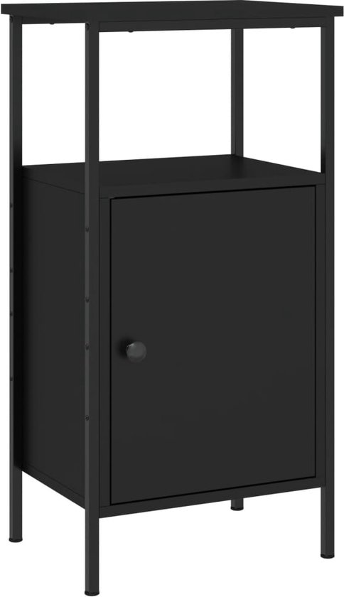 vidaXL - Nachtkastje - 41x31x80 - cm - bewerkt - hout - zwart