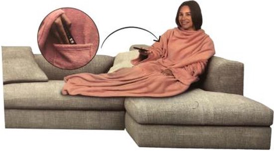 The CozyComfort TV Blanket - Roze - TV Relax Deken met zak - TV deken - Super Soft en Cozy