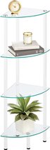 SHOP YOLO - Hoekkastje met 4 planken - kastje van metaal en glas - Wit-Transparant