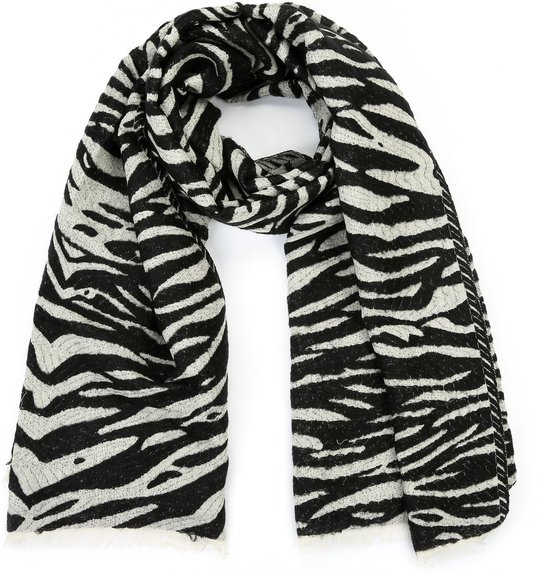 Bijoutheek Sjaal (Fashion) zebra (80x180cm) Zwart
