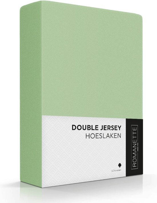 Romanette Zachte Dubbel Jersey Hoeslaken Lits-jumeaux Extra Breed  (200x210/220/230 cm) - Medium Groen