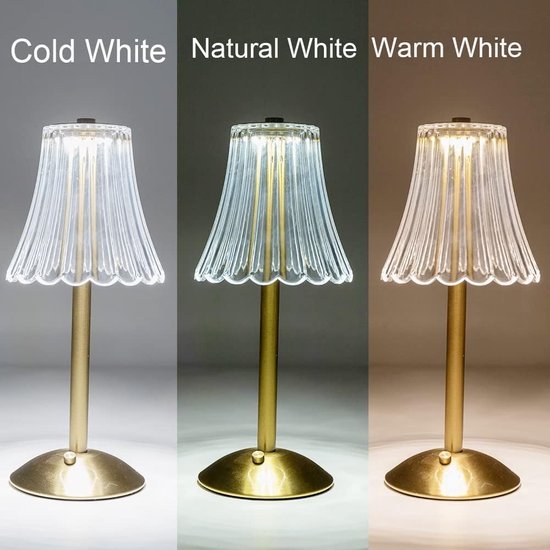 Retro Gouden Draadloze Paddenstoel LED Tafellamp - Oplaadbaar, 3 Kleuren Dimbaar | Nachtkastje Sfeerlamp