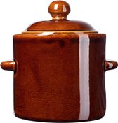 KADAX - Poêle en faïence, poêle en céramique fermée avec couvercle - poêle en faïence lavable au lave-vaisselle, pot de fermentation en céramique fait main - 1,8L
