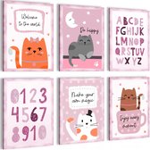 Cat ABC - 90 x 80 cm - Meteen ophangen - muurdecoratie - wanddecoratie - muurdecoratie woonkamer - wanddecoratie woonkamer - muurdecoratie canvas - canvas schilderijen woonkamer - canvas schilderijen slaapkamer - muurdecoratie