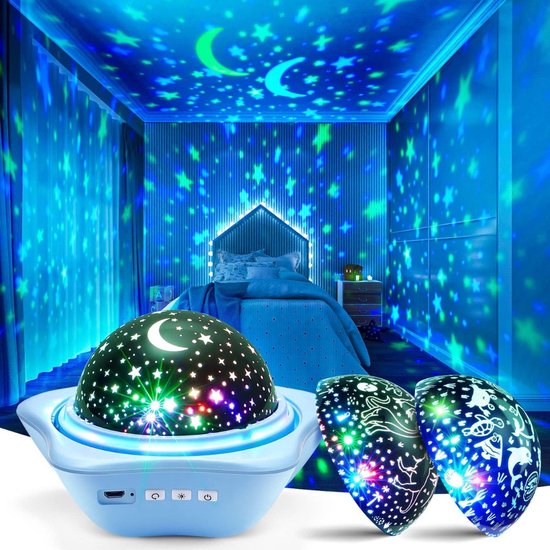 Nachtlamp Projector Kinderen - Magische Sterrenhemel Projector - 360° Draaiende Nachtlichtjes - 48 Verlichtingsmodi - USB-Oplaadbaar - Voor Fantastische Kinderkamerverlichting - Nachtlampje