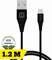 Swissten Lightning naar USB kabel - 1.2M - Geschikt voor iPhone 7/8/SE/X/XS/XR/11/12/13/14 - Zwart - Duurzame verpakking