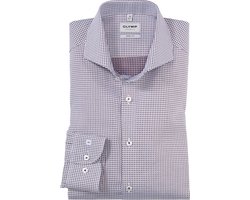 OLYMP Level 5 body fit overhemd - popeline - roodbruin dessin - Strijkvriendelijk - Boordmaat: 39