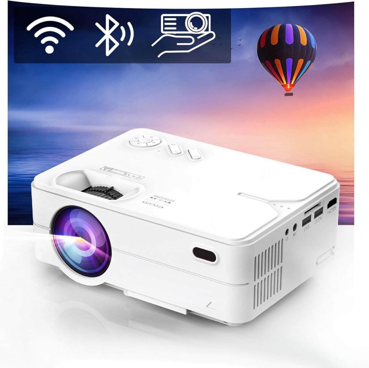 Mini Beamer - Streamen vanaf je telefoon - Input tot 1080P Full HD - Bluetooth Audio - Projector - Mini Projector - HDMI - USB - Wit - Smartphone - Draagbaar - Ingebouwde speaker
