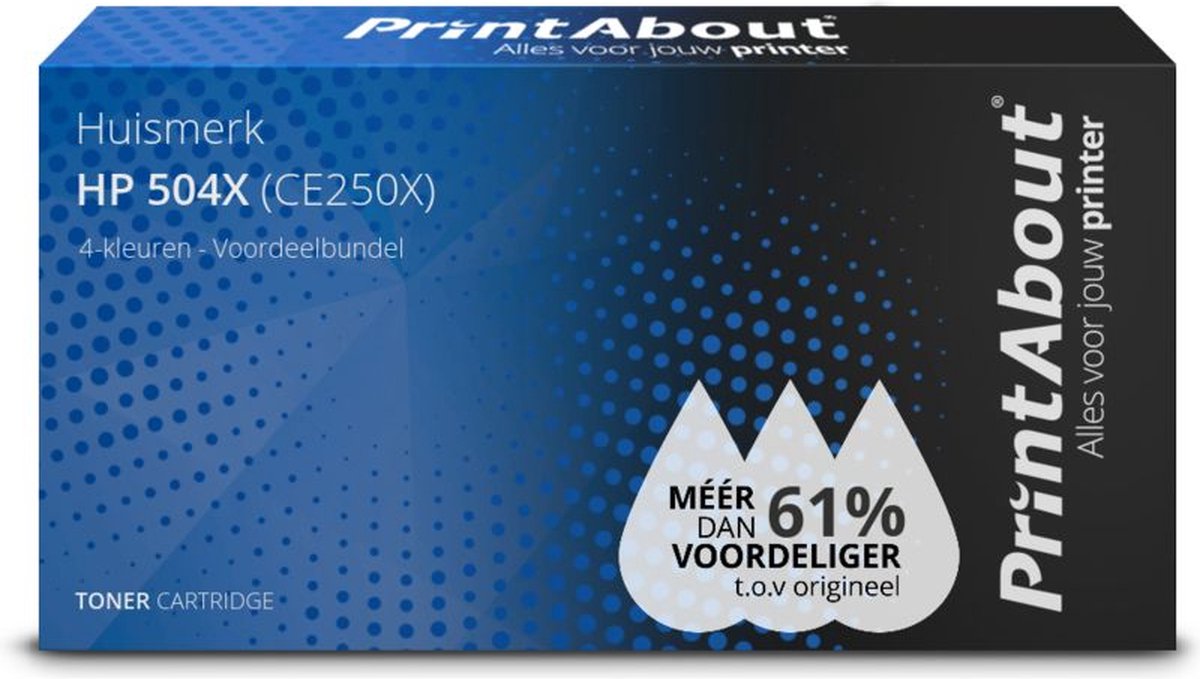PrintAbout - Alternatief voor de HP CE250X (nr 504X) / 4 Kleuren