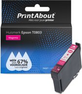 PrintAbout huismerk Inktcartridge T0803 Magenta geschikt voor Epson