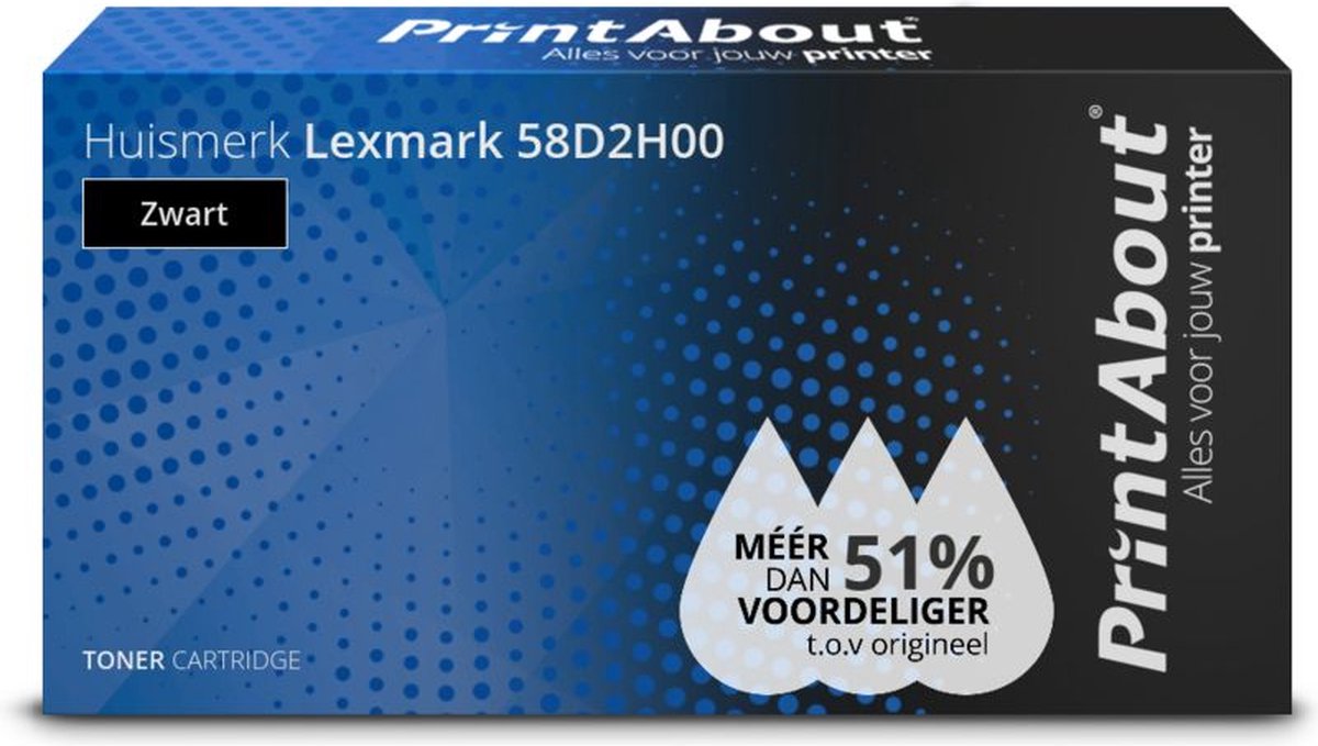 PrintAbout Huismerk Lexmark 58D2H00 Toner Zwart Hoge capaciteit