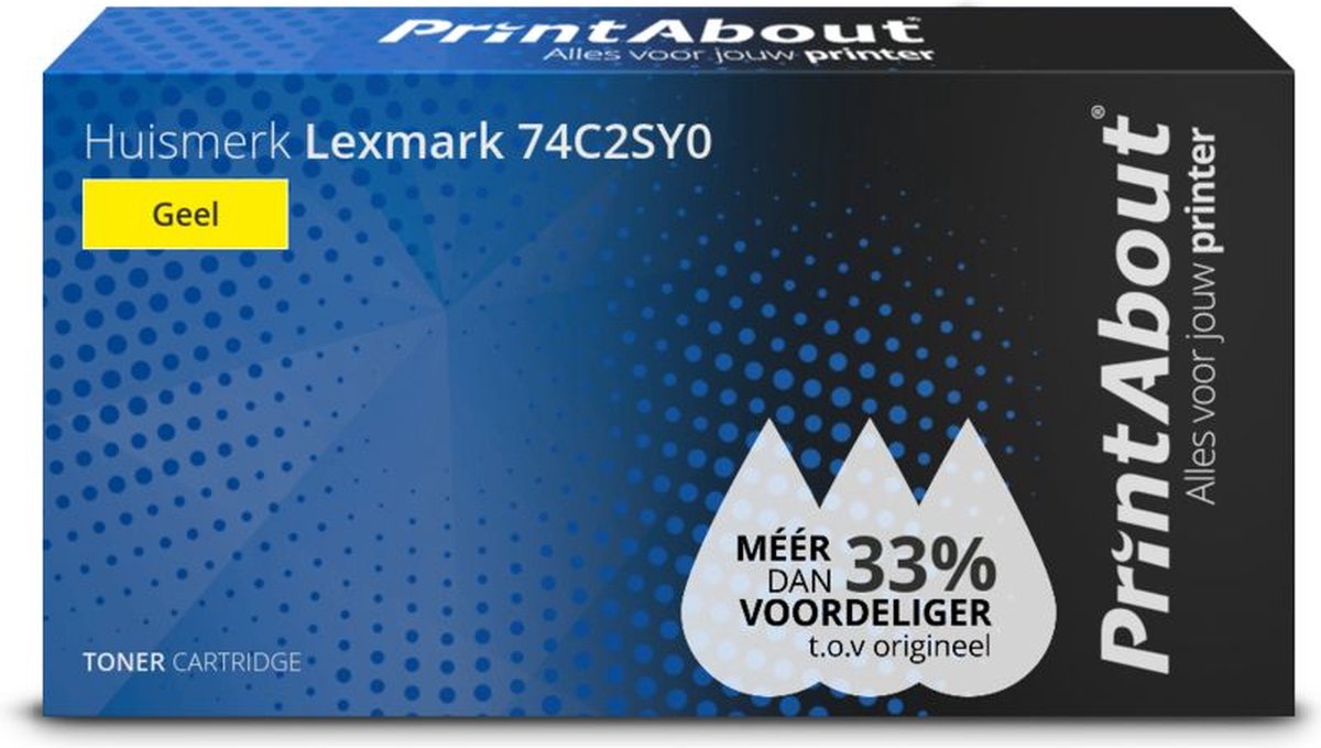 PrintAbout huismerk Toner 74C2SY0 Geel Hoge capaciteit geschikt voor Lexmark