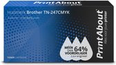 PrintAbout huismerk Toner TN-247CMYK 4-kleuren Multipack Hoge capaciteit geschikt voor Brother